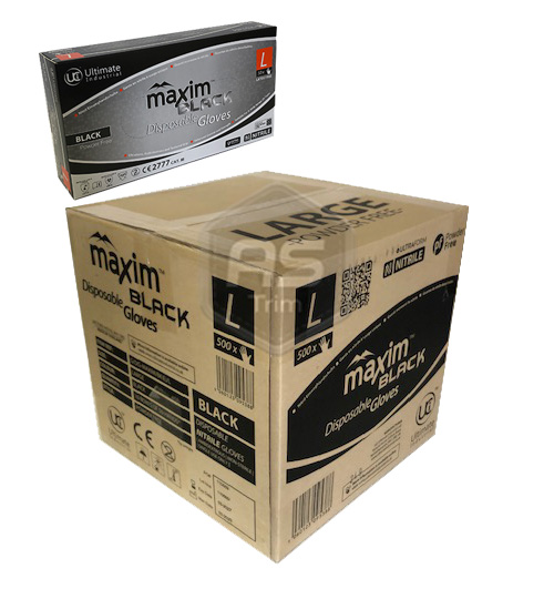 Gloves - Black Nitrile Heavy Duty - Fishscale Grip 6Mil - Per Box of 50(10 boxes)